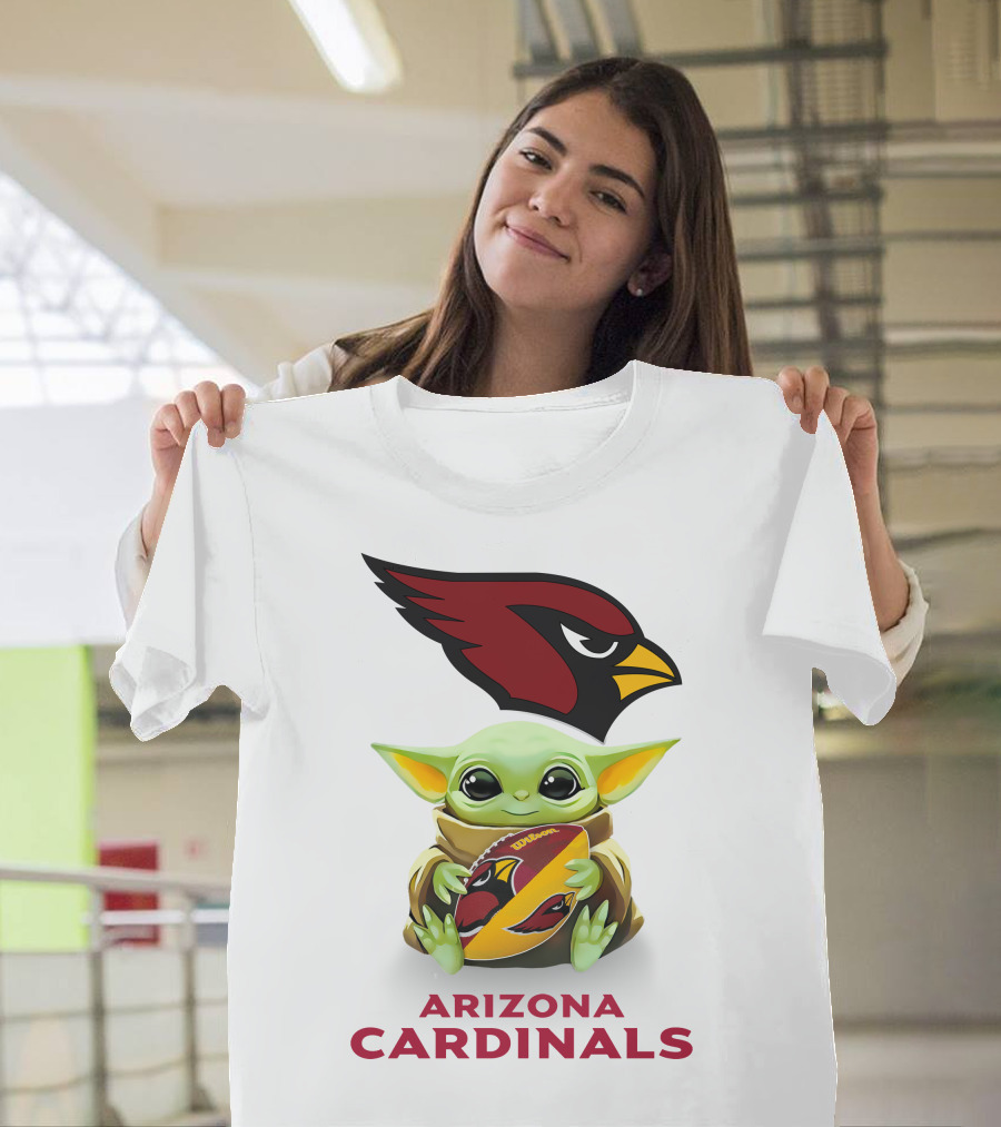 Baby Yoda Hug Arizona Cardinals Football T-Shirt