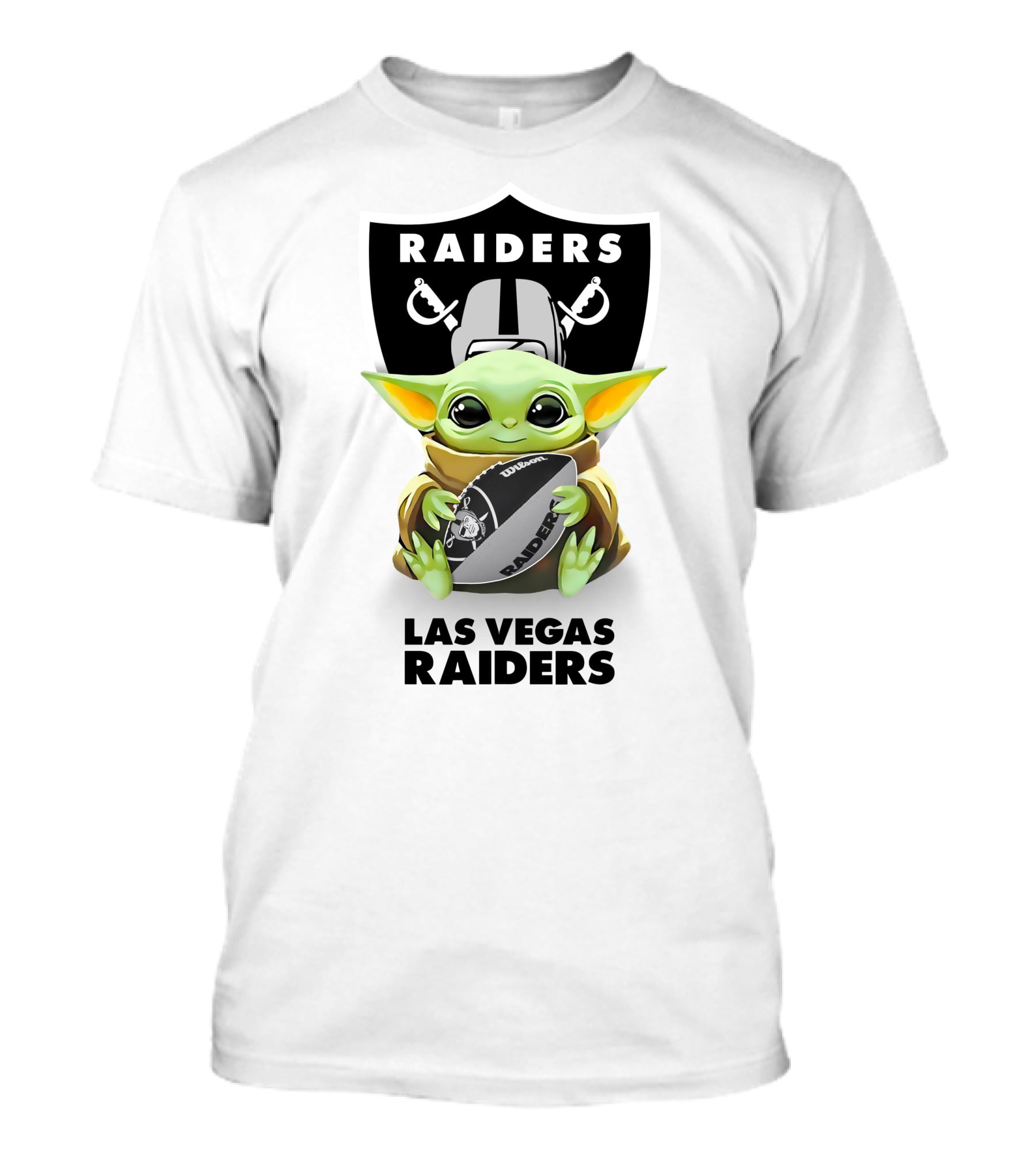 Baby Yoda Hug Las Vegas Raiders Football Fan Raiders Ball T-Shirt