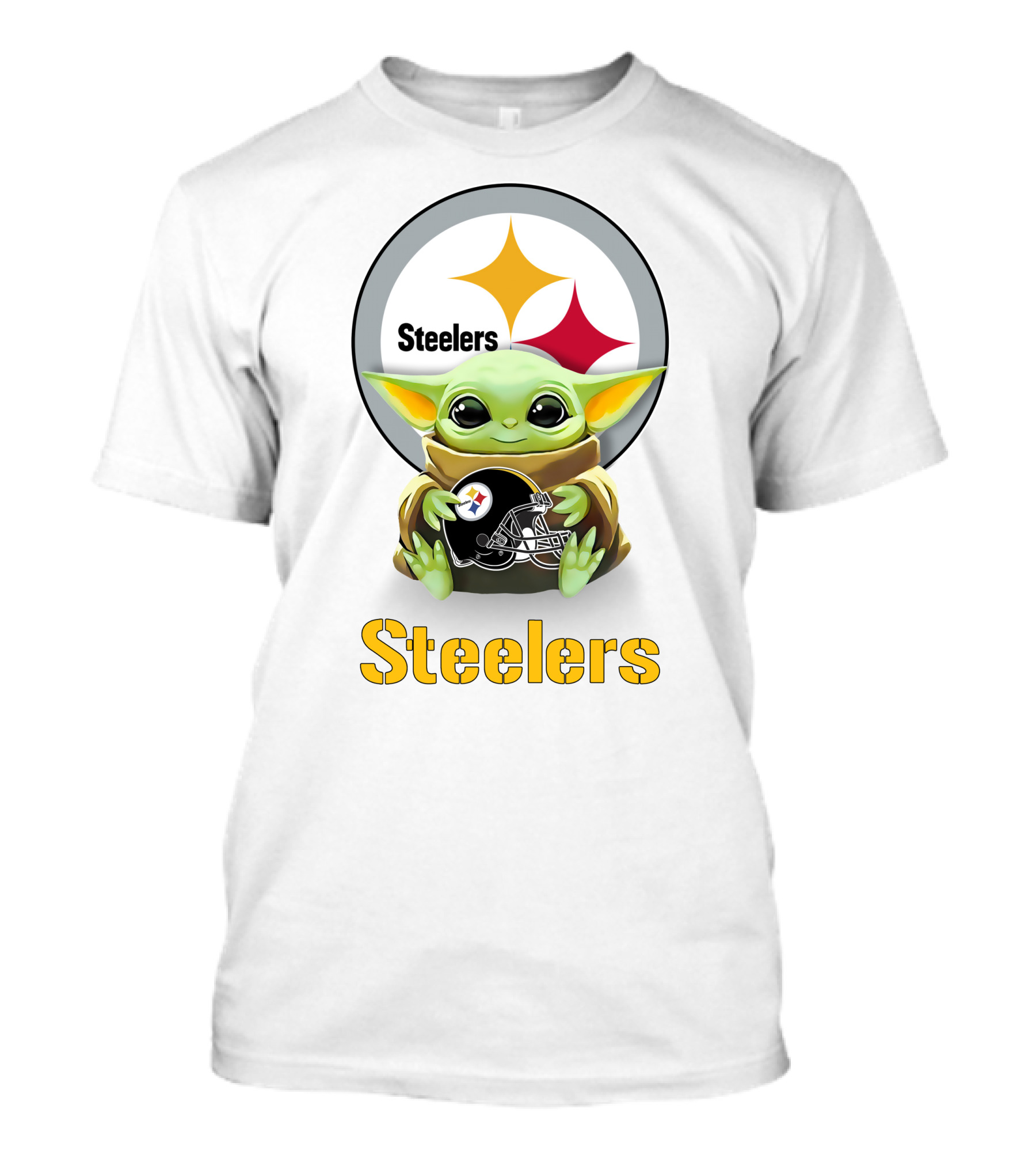 Steelers Baby Yoda Holding Pittsburgh Helmet T-Shirt