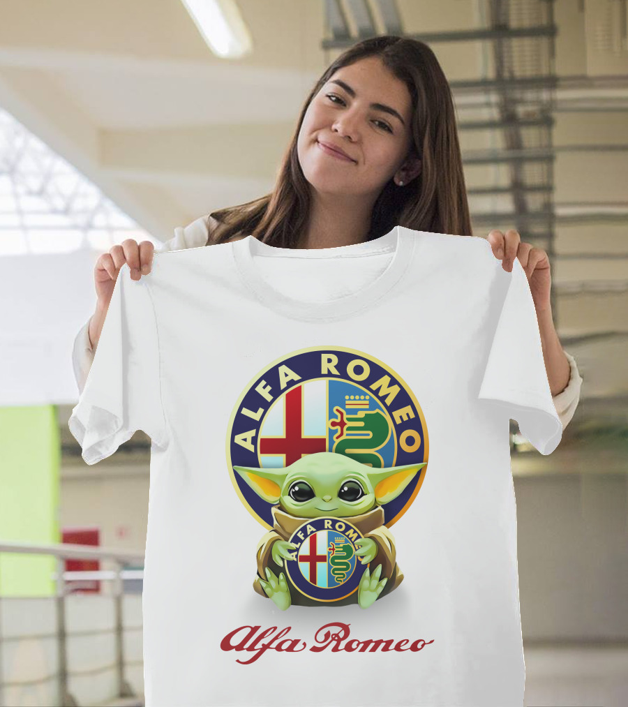 Star Wars Baby Yoda Holding Alfa Romeo T-Shirt