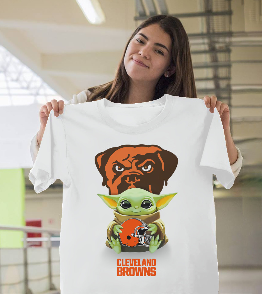 Star Wars Baby Yoda Cleveland Browns Helmet Cleveland Browns T-Shirt