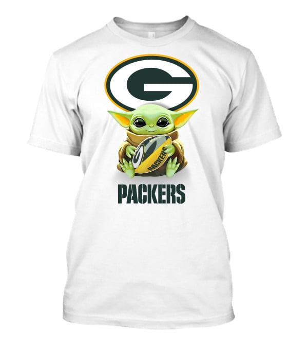 Star Wars Baby Yoda Hug Green Bay Packers Football Packers T-Shirt