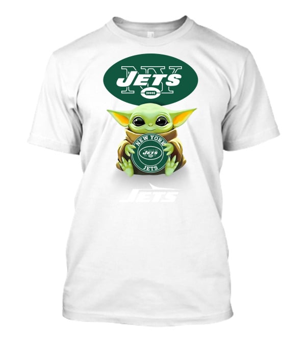 Star Wars Baby Yoda New York Jets Hug Logo White T-Shirt