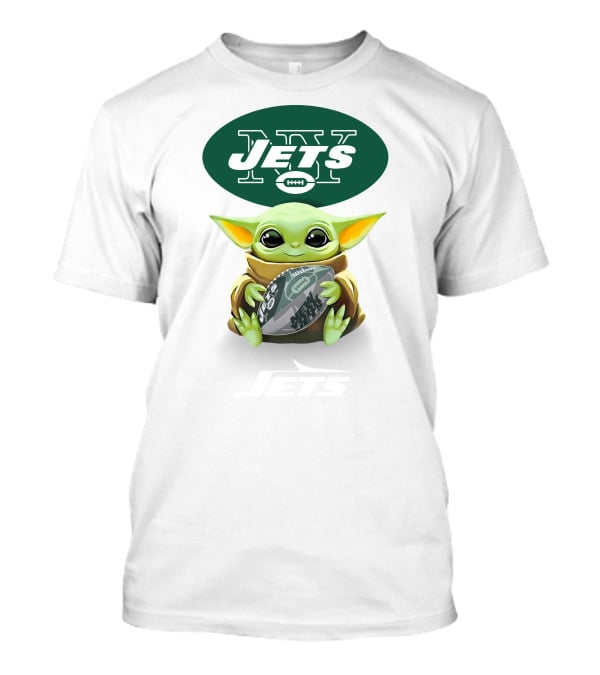 Star Wars Baby Yoda Hug New York Jets Football T-Shirt
