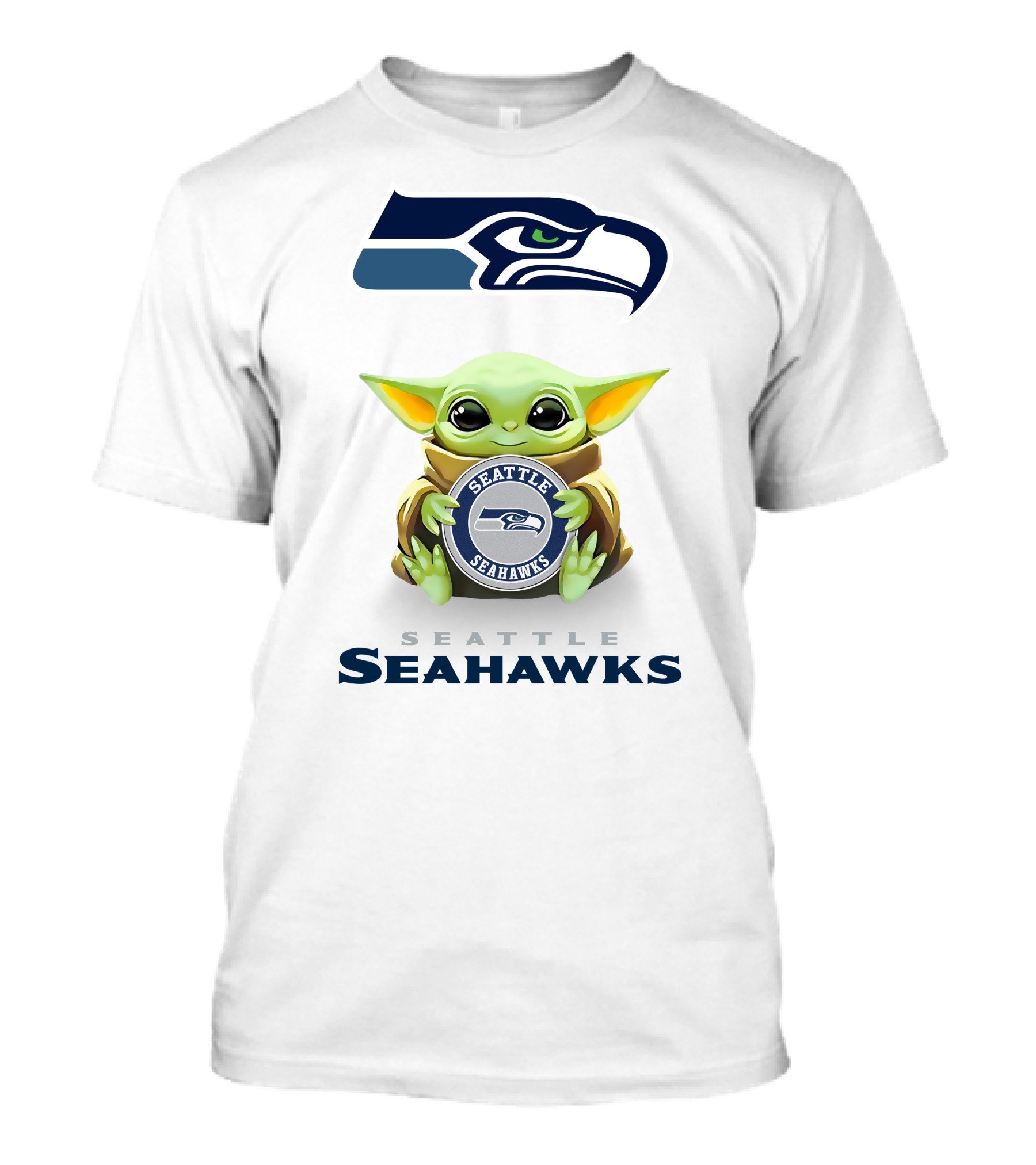 Seattle Seahawks Star Wars Baby Yoda Hug Football Team T-Shirt