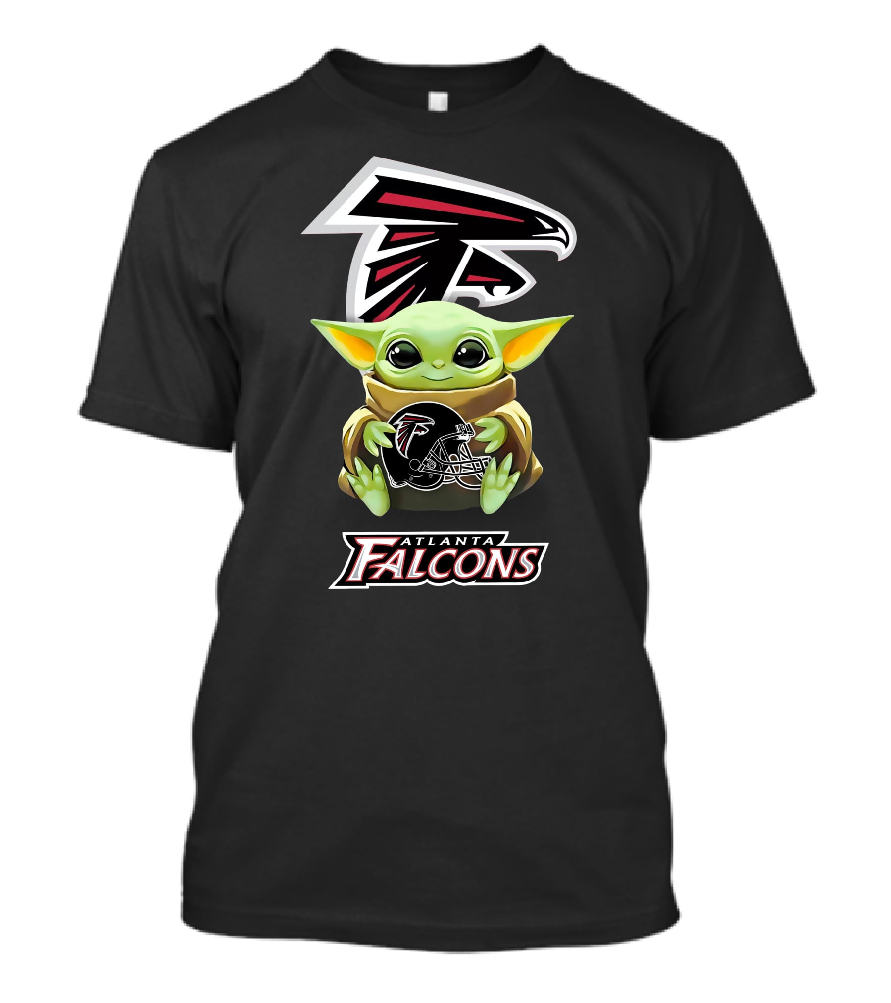 Grogu Embraces Atlanta Falcons Helmet With Team T-Shirt