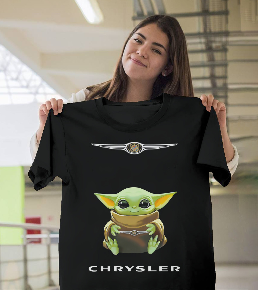 Chrysler Logo Grogu Hugging Pop Culture Icon Baby Yoda T-Shirt