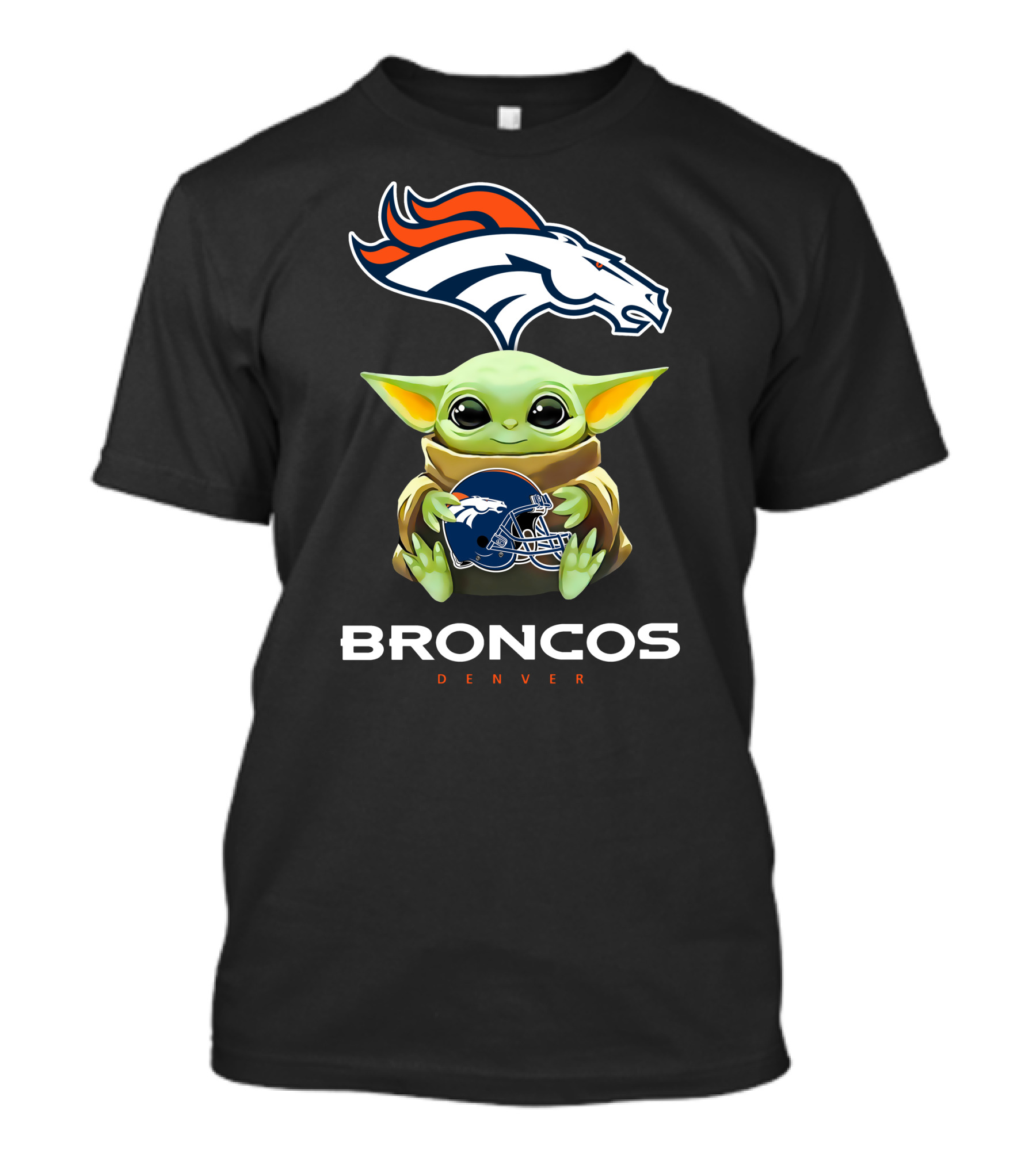 Broncos Denver Grogu Hugging Helmet T-Shirt