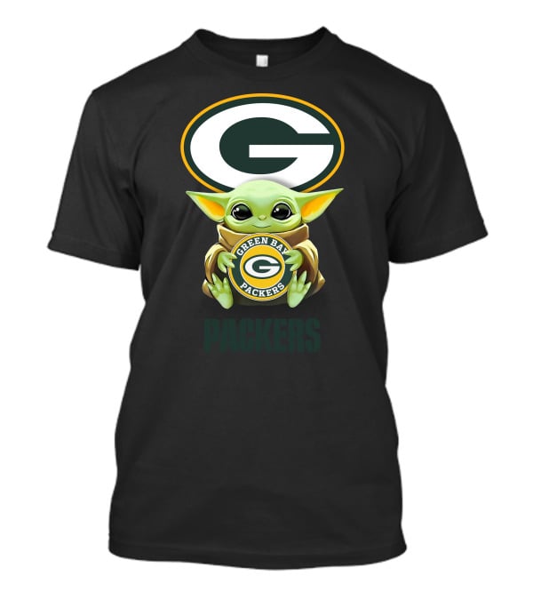 Grogu Holding Green Bay Packers Emblem With Packers T-Shirt