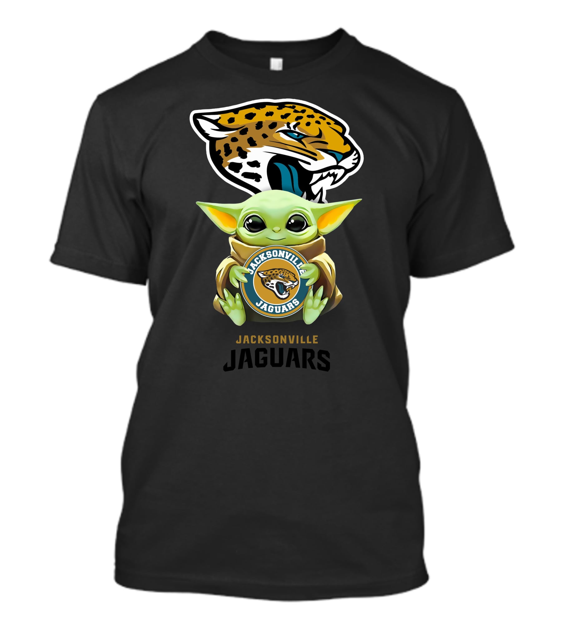 Grogu Holding Jacksonville Jaguars Icon With Emblem And Jaguar Head T-Shirt