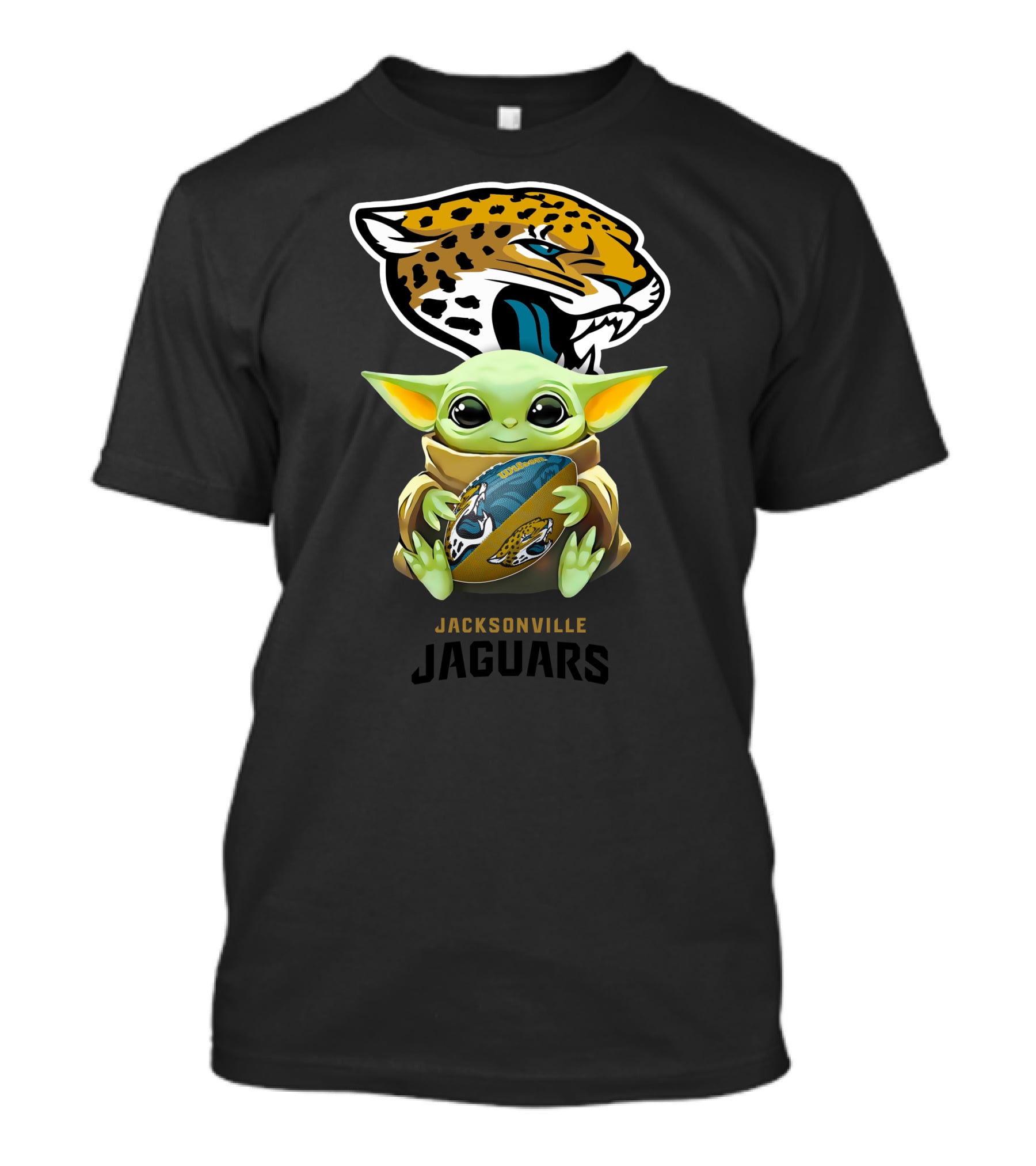 Grogu Holding Football With Jacksonville Jaguars T-Shirt