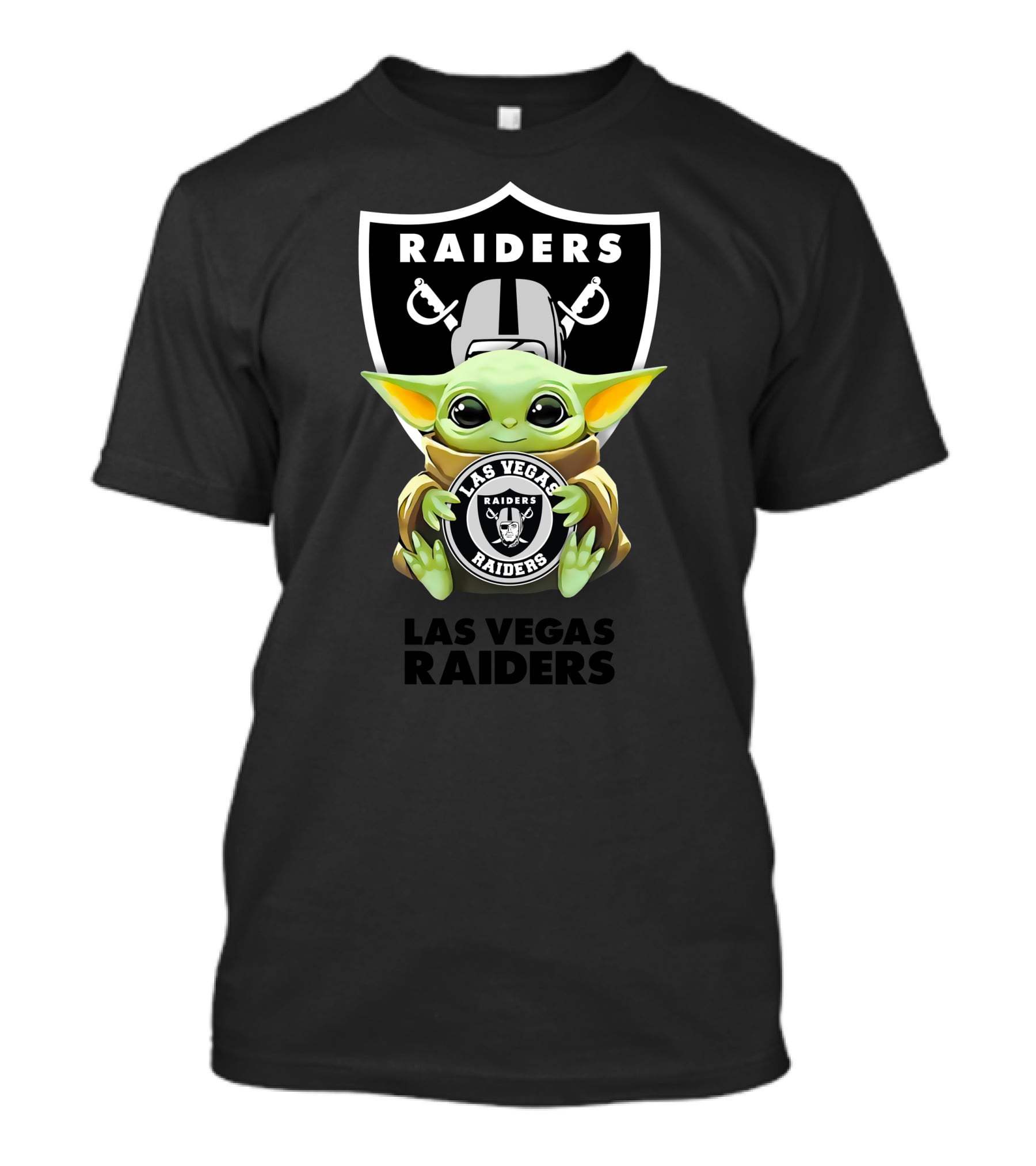 Grogu Hugging Las Vegas Raiders Shield T-Shirt