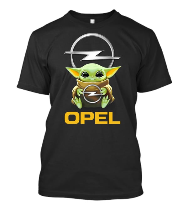 Grogu Holding Opel Logo With Iconic T-Shirt