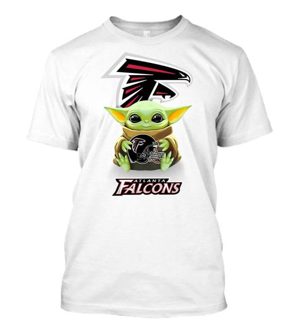 Grogu Holding Atlanta Falcons Helmet T-Shirt