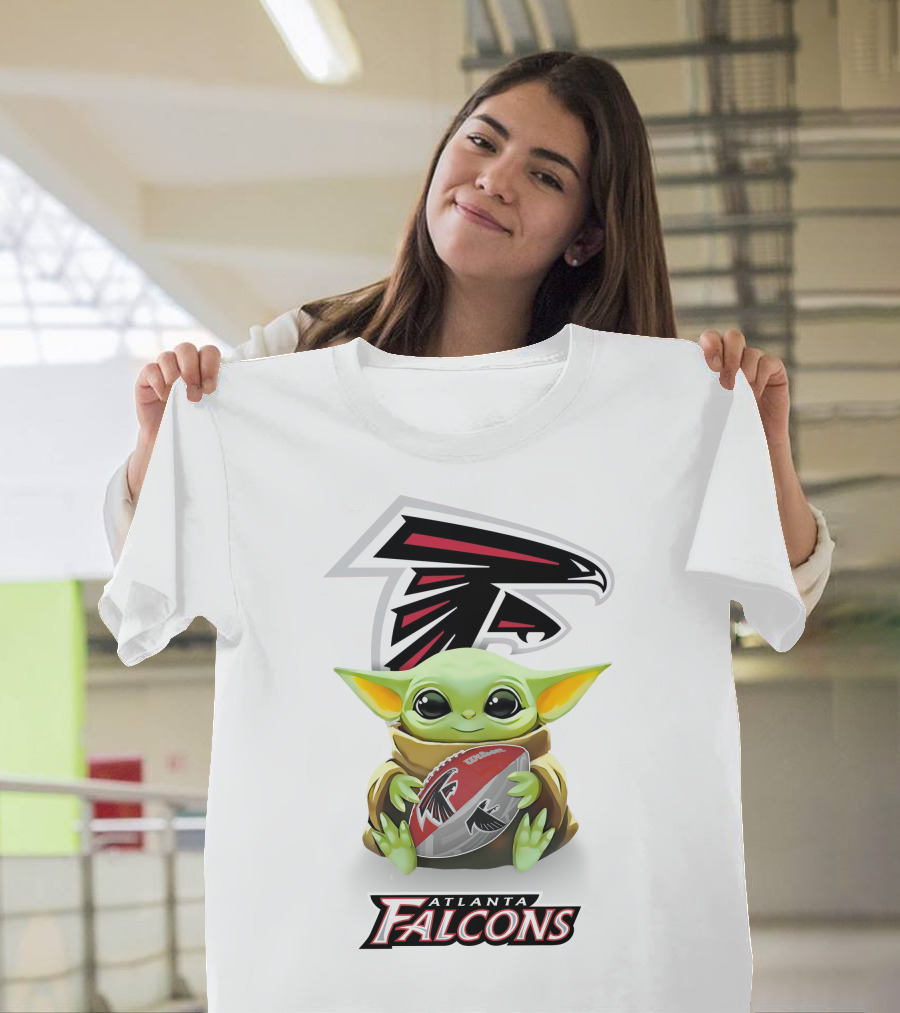 Grogu Atlanta Falcons Hugging Football T-Shirt