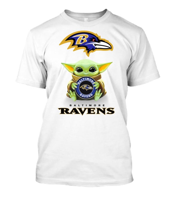 Baltimore Ravens Grogu Holding Ravens T-Shirt
