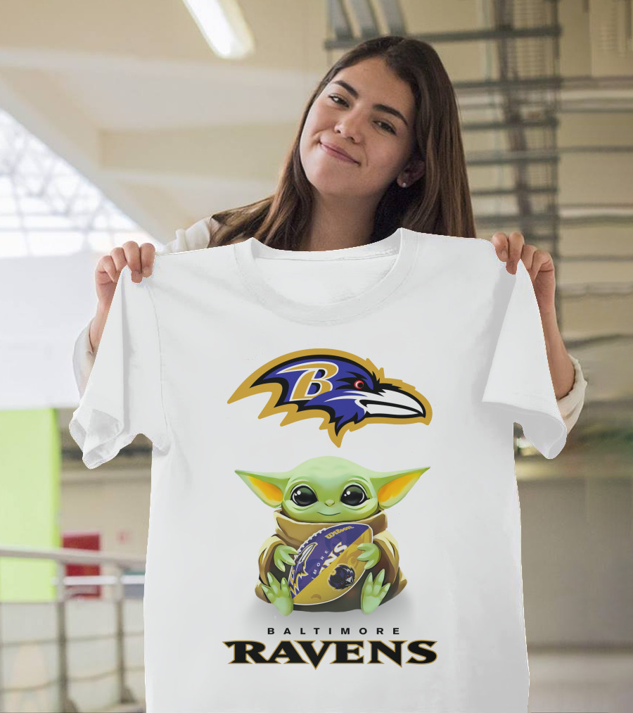 Grogu Hug Baltimore Ravens Football Helmet Baltimore Ravens T-Shirt