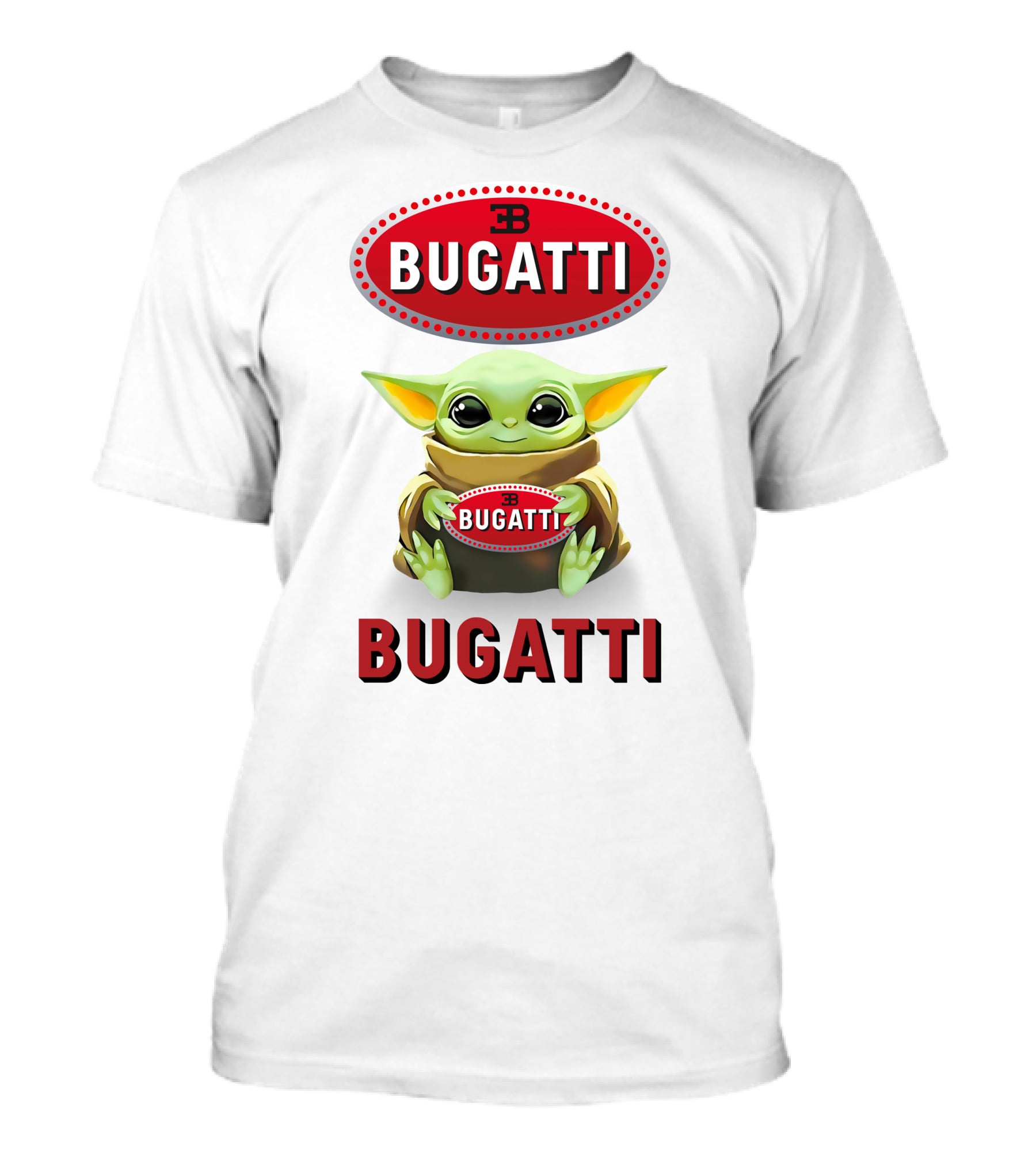 Grogu Holding Bugatti Logo Red And White T-Shirt