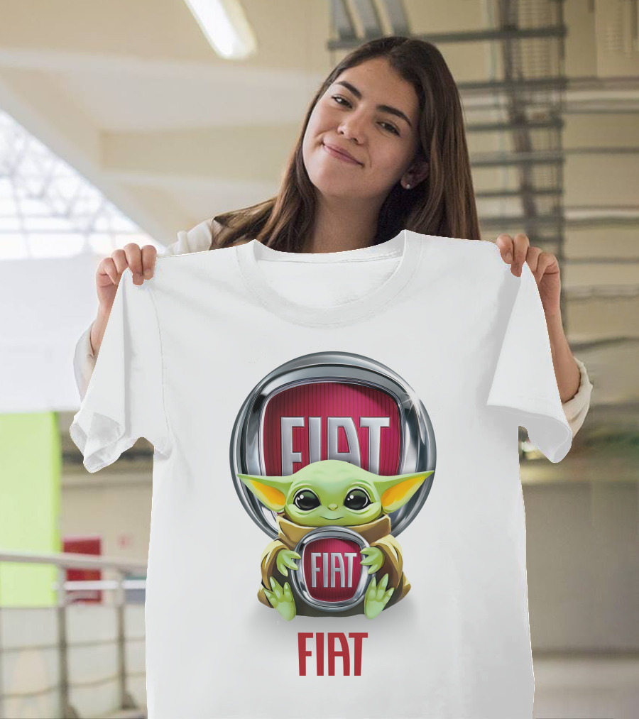 Grogu Hug Fiat Logo Display T-Shirt