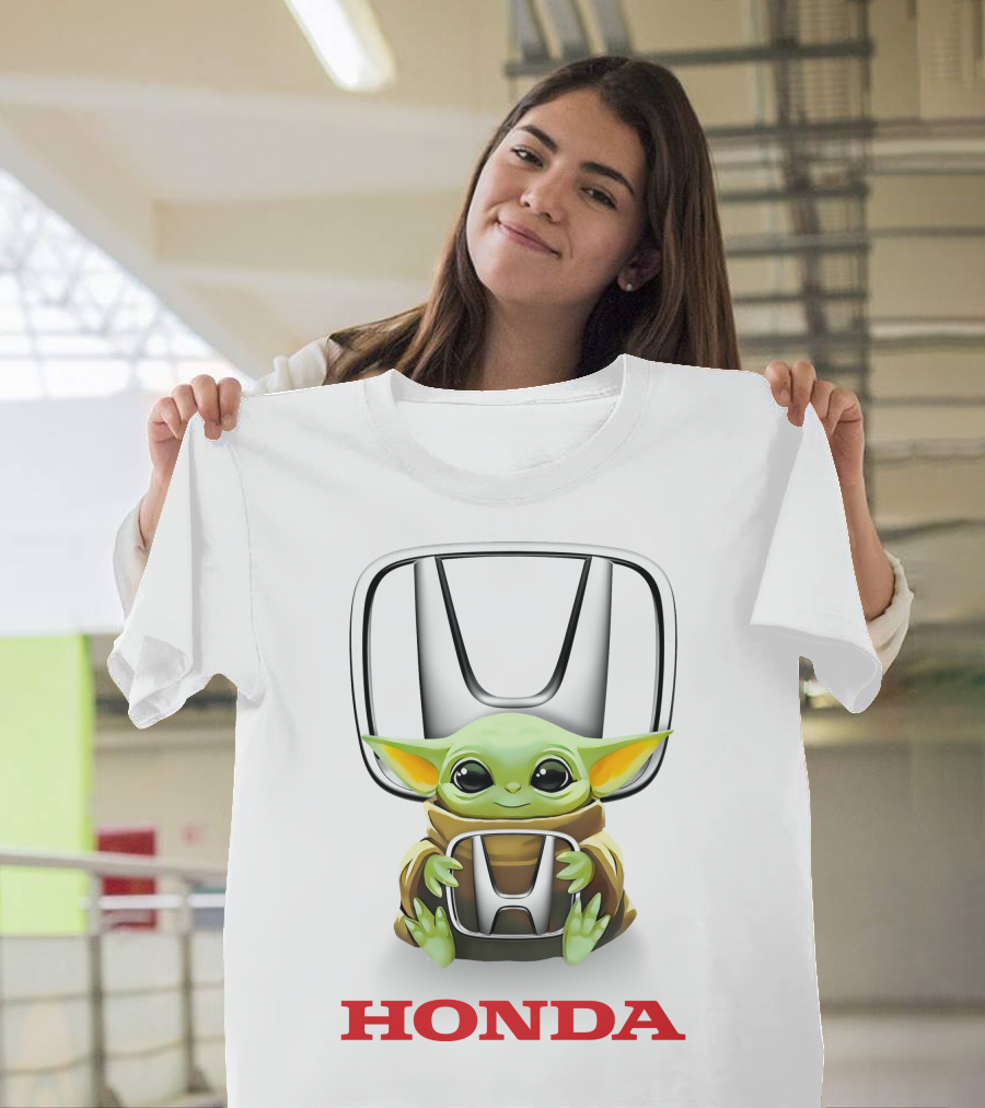 Grogu Holding Honda Logo Emblem T-Shirt