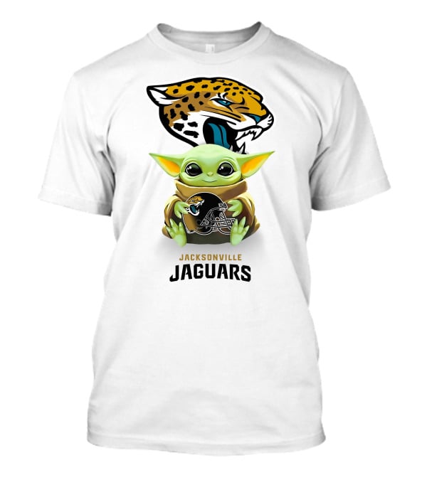 Grogu Holding Jacksonville Jaguars Logo Helmet Football Team Fan Merchandise T-Shirt