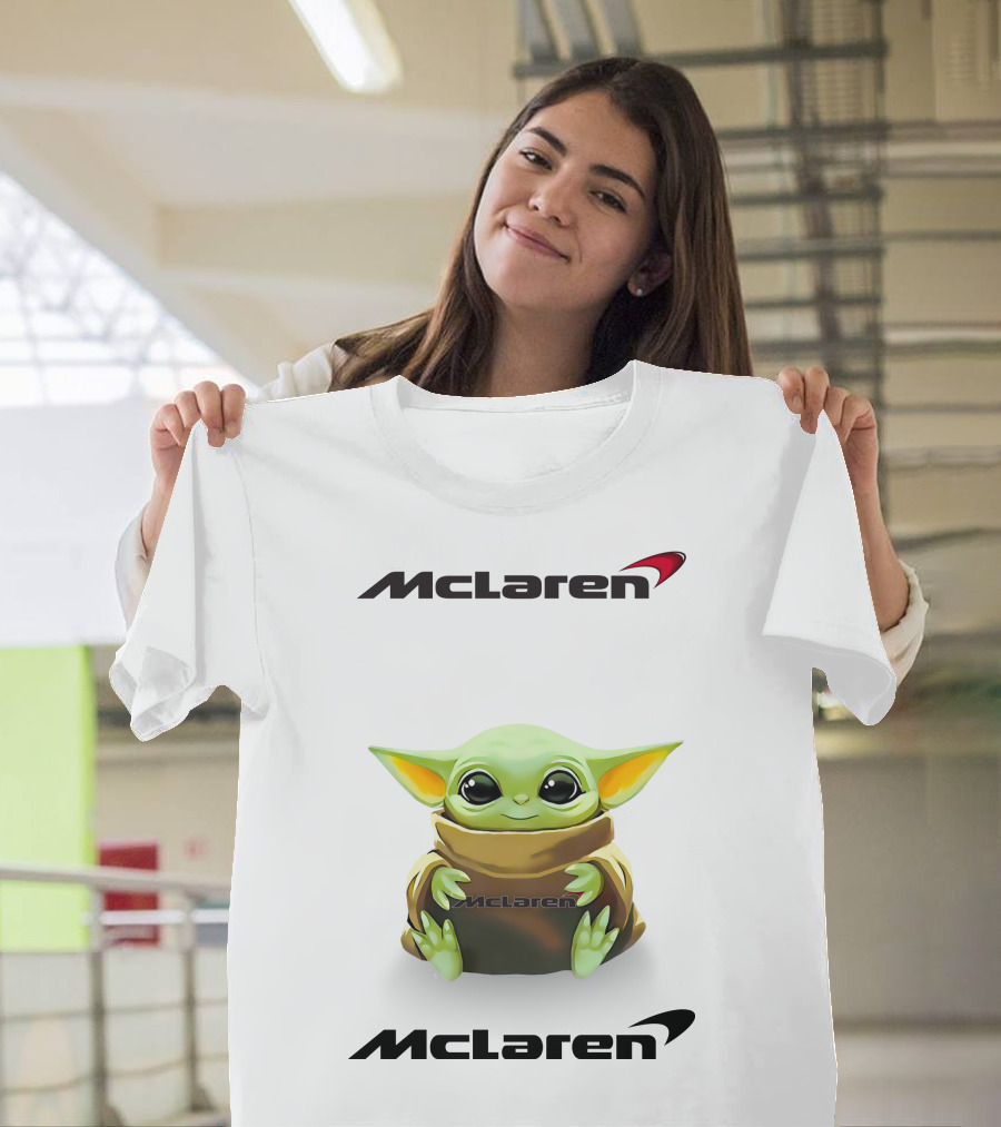 Grogu Hug McLaren Logo White T-Shirt