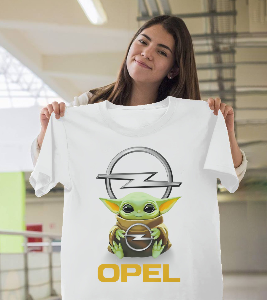 Grogu Hug Opel Logo White T-Shirt