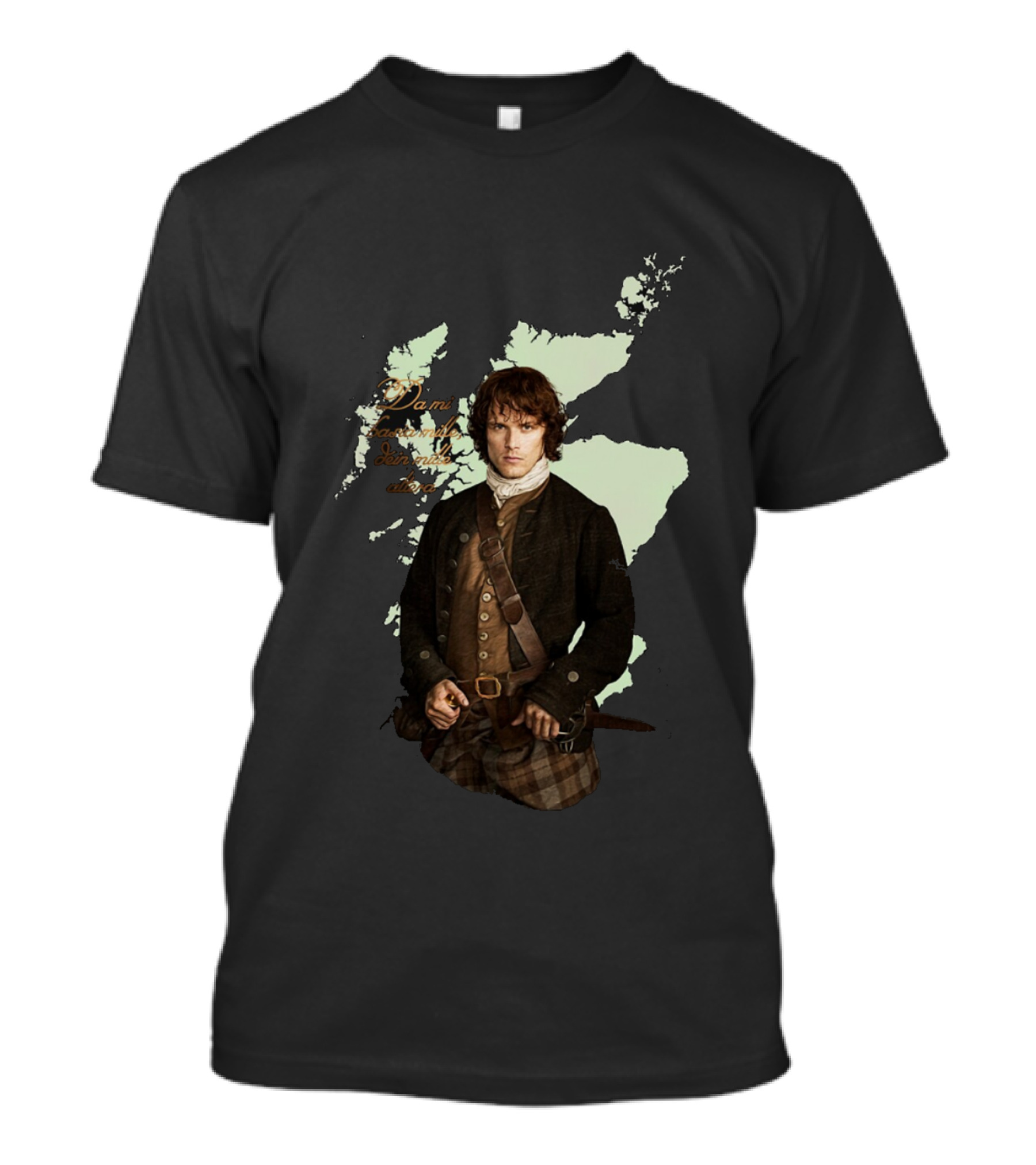 Jamie Fraser Edition Outlander Map Background T-Shirt