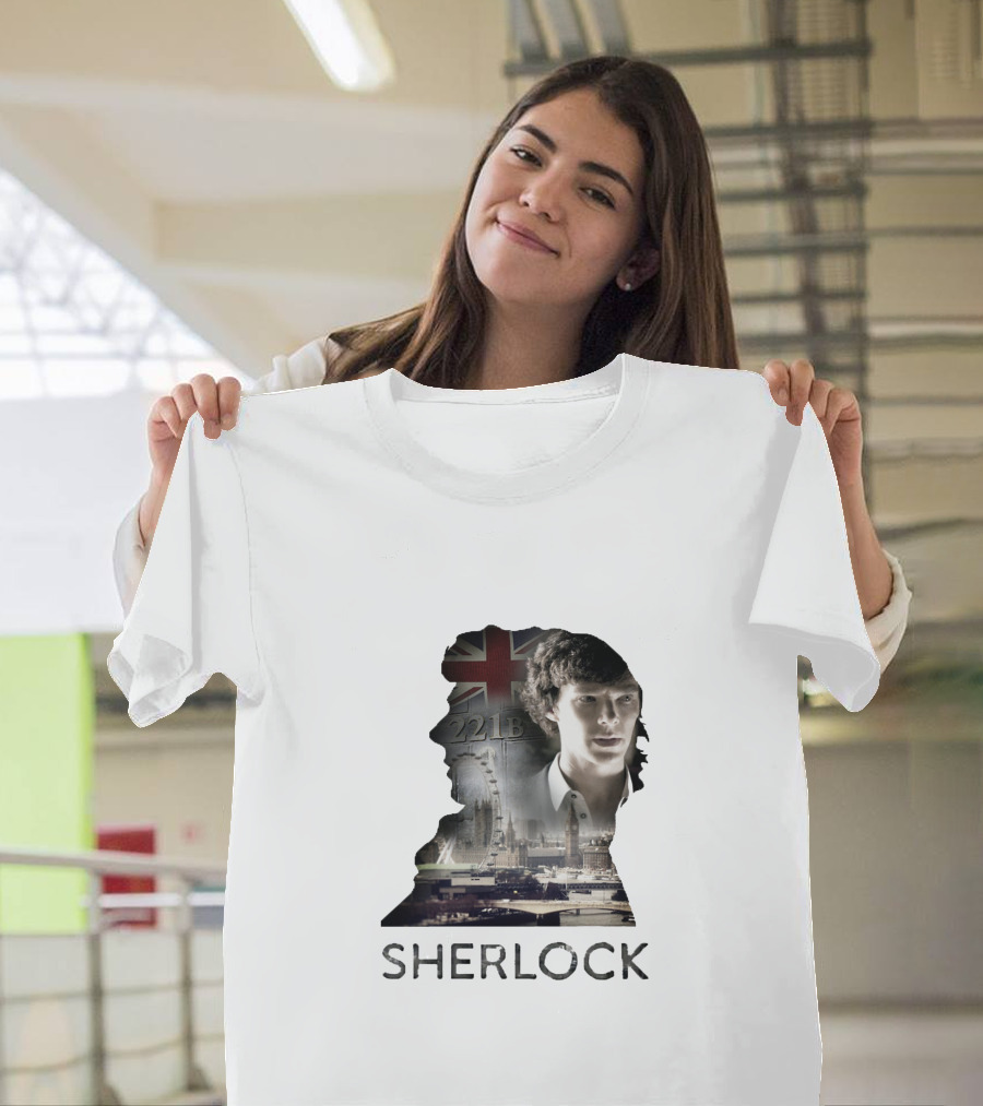 Sherlock 221B London Silhouette Union Jack T-Shirt