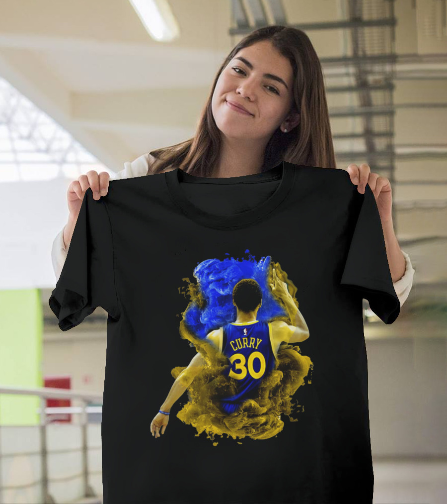 Stephen Curry 30 Blue Yellow Burst T-Shirt