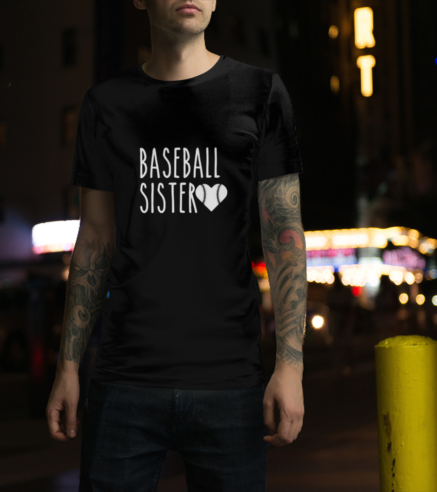 Baseball Sister Heart Baseball Stitch Heart T-Shirt