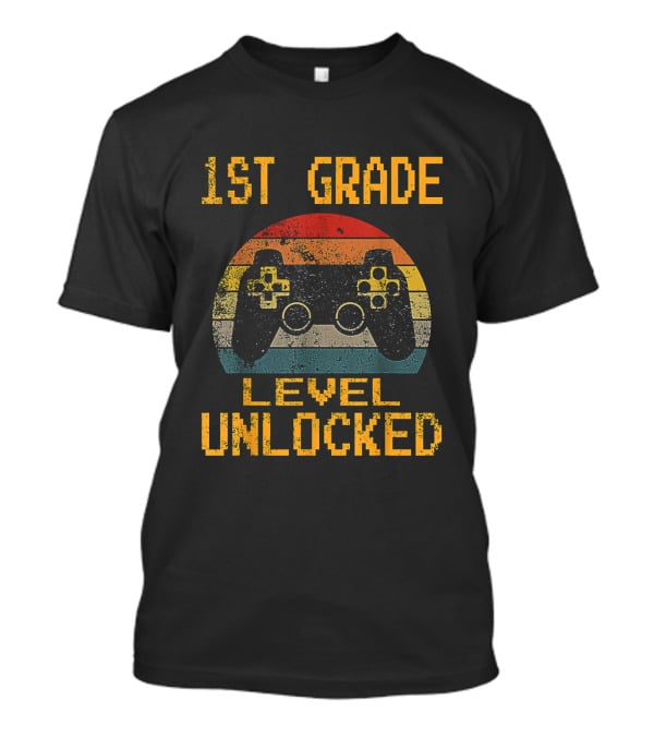 1st Grade Level Unlocked Gamer Controller First Day Of School T-Shirt