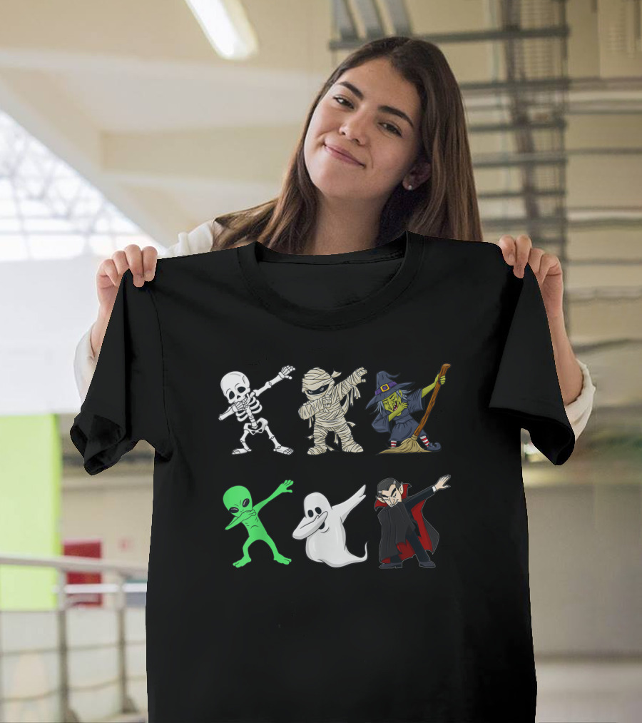 Skeleton Mummy Witch Alien Ghost Vampire Dabbing Monsters T-Shirt