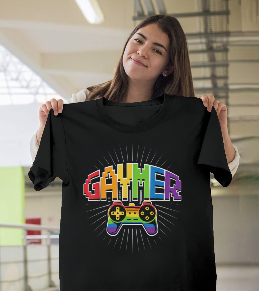 Threadrock Men's Gaymer Rainbow Love Controller Pride T-Shirt