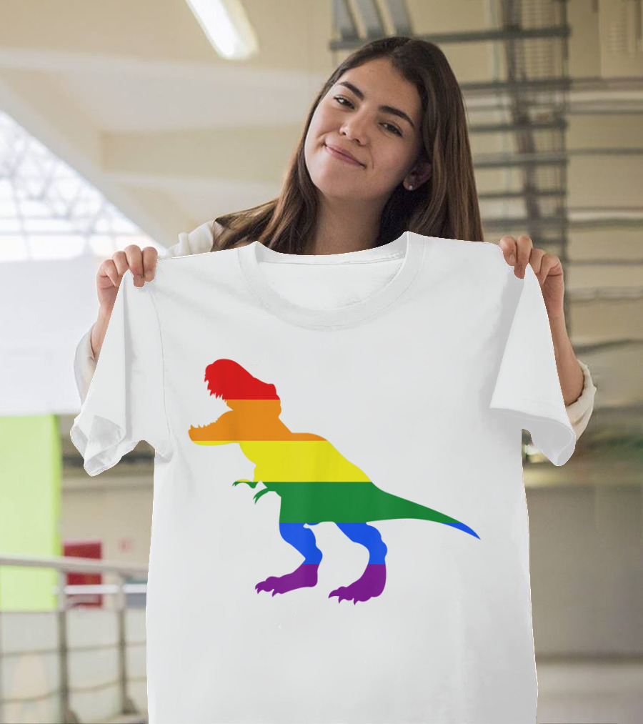 Dino Pride Rainbow Flag LBGT T-Rex Pride Month T-Shirt