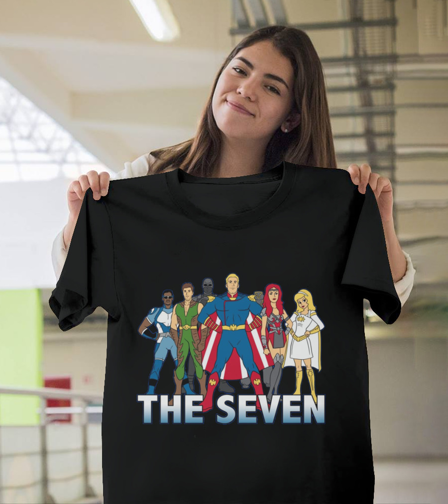 The Seven Cartoon Parody Superhero Team Art Ript Crossover T-Shirt