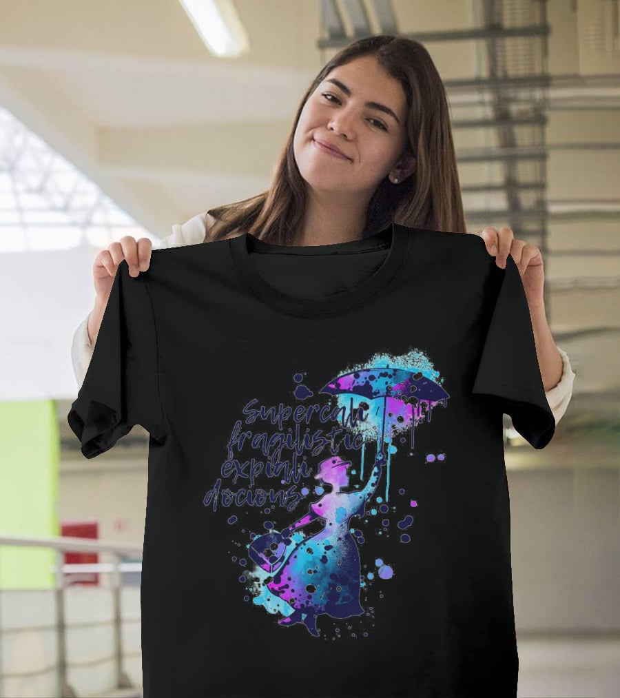 Supercalifragilisticexpialidocious Mary Watercolor Umbrella T-Shirt
