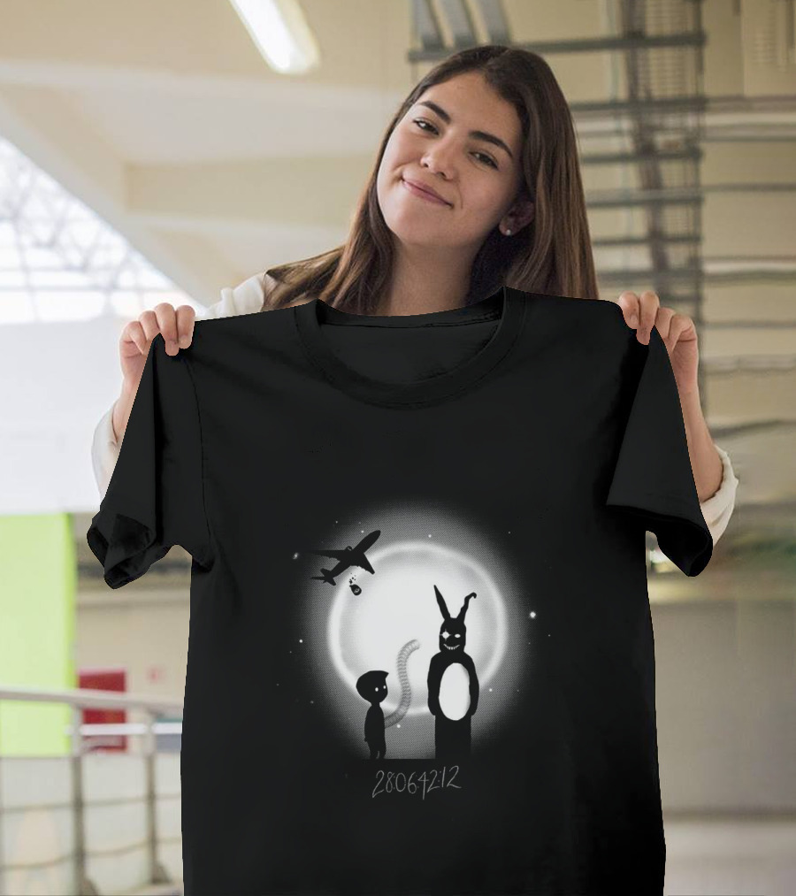 Donnie in Limbo 28064212 Dark Rabbit and Airplane Silhouette Against Moon T-Shirt