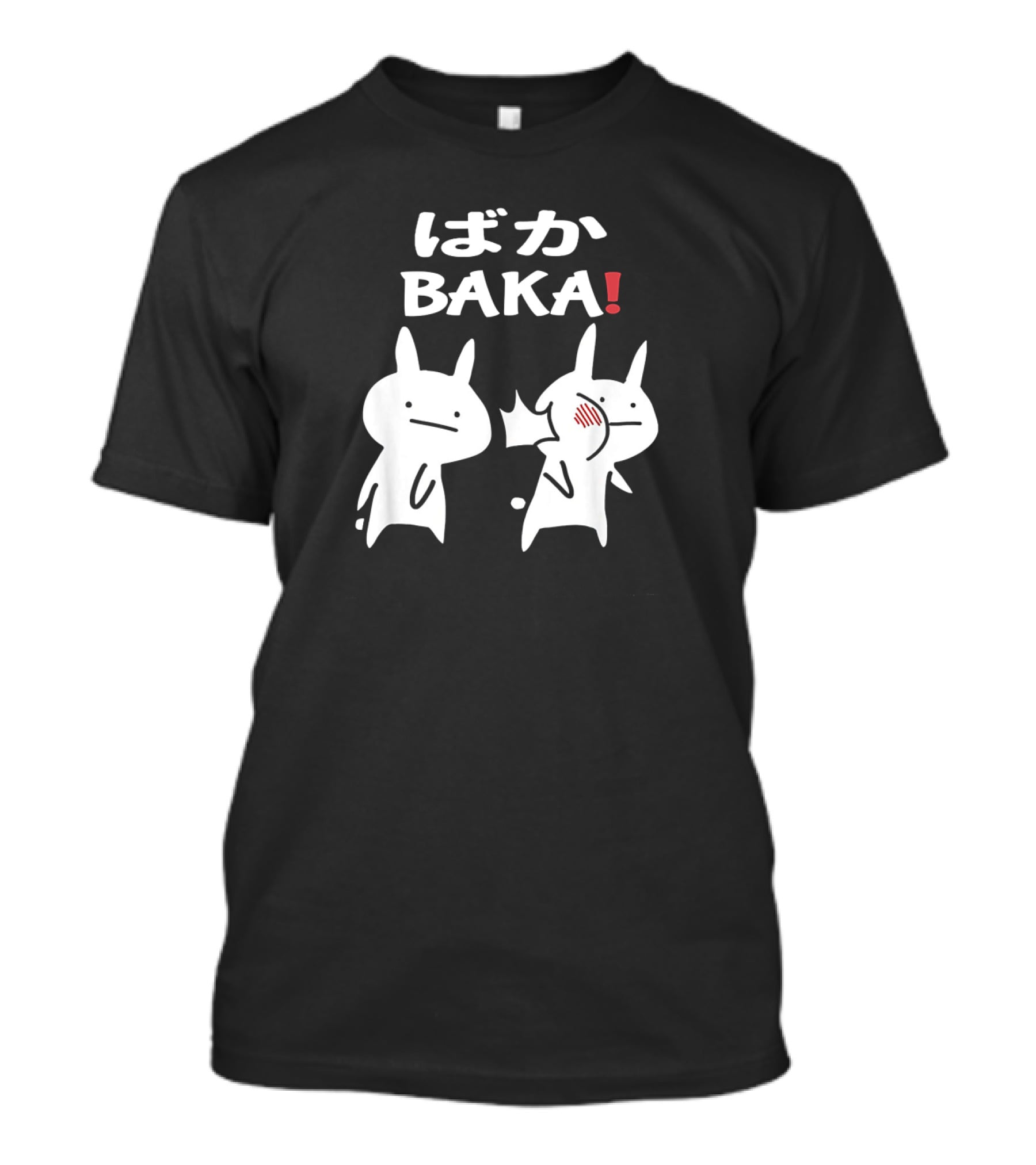 Baka Cute Anime Japanese Word Funny Two Cartoon Rabbits Slap Humor For Anime Lovers T-Shirt