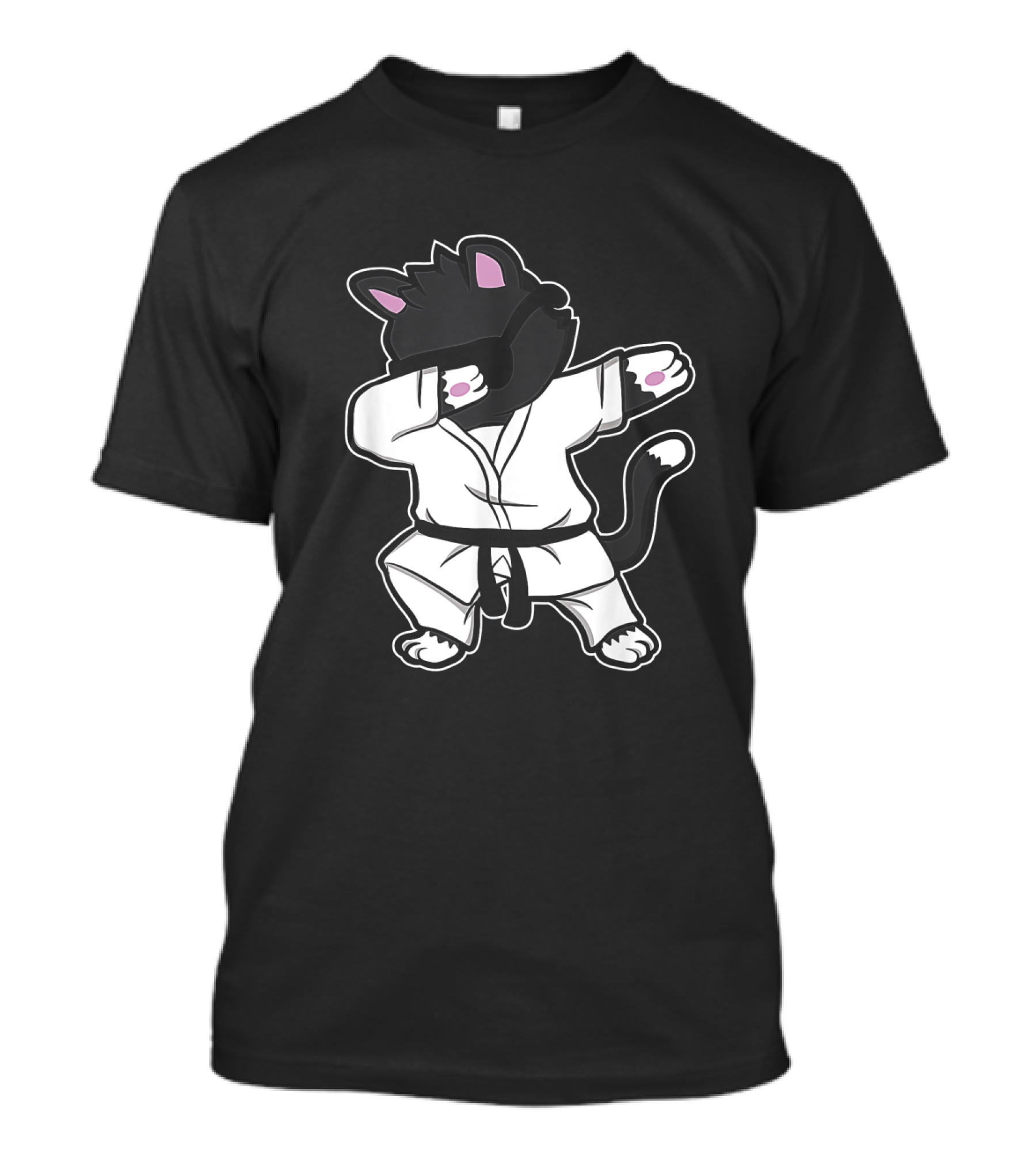 Karate Girls Love Funny Dabbing Karate Cat In Gi T-Shirt