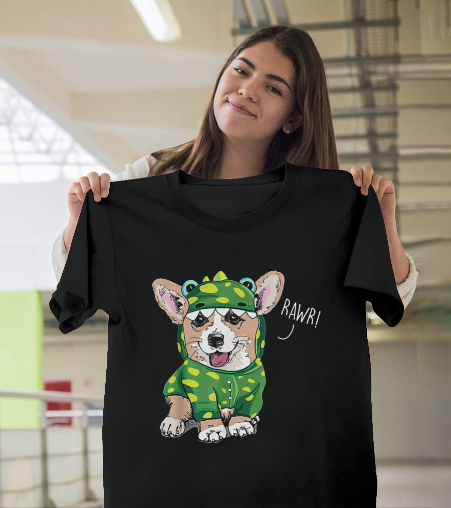 Rawr Welsh Corgi Dressed As Dinosaur Costume Rex T-Shirt
