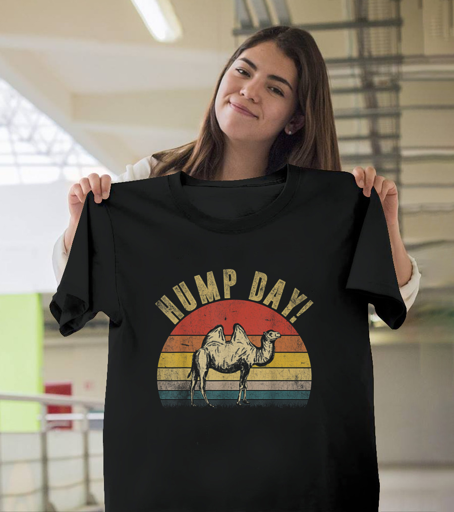 Hump Day Camel Retro Vintage Sunset Stripes T-Shirt