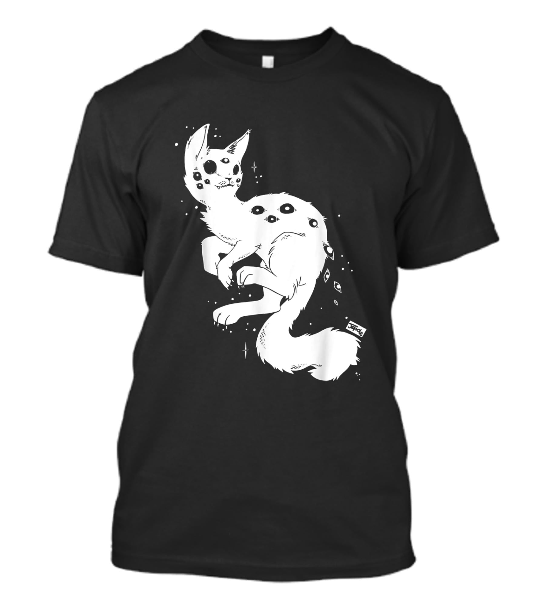Creepy Cat Multi-Eyed Kawaii Kitty With Stars T-Shirt