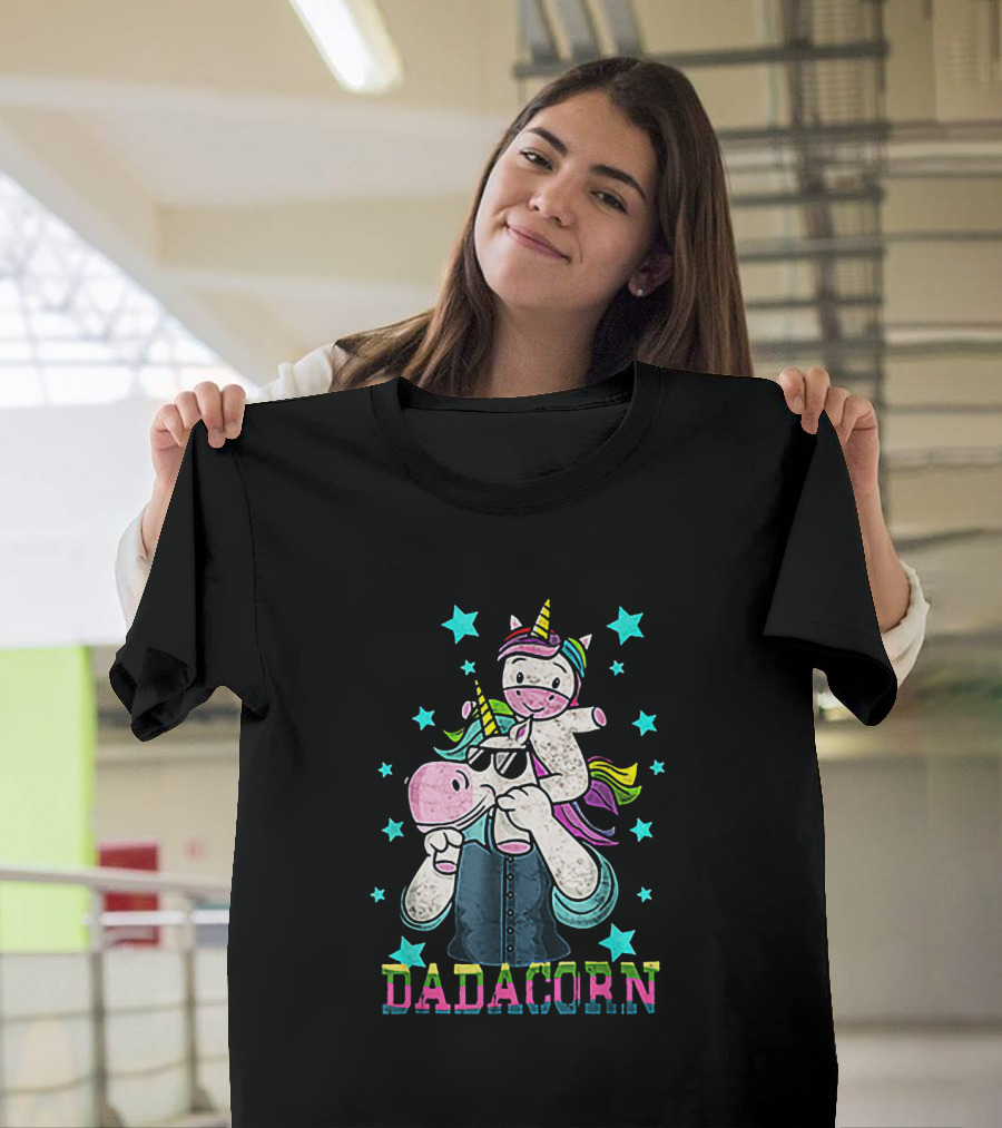 Dadacorn Funny Unicorn with Cool Sunglasses and Rainbow Horn Magic T-Shirt
