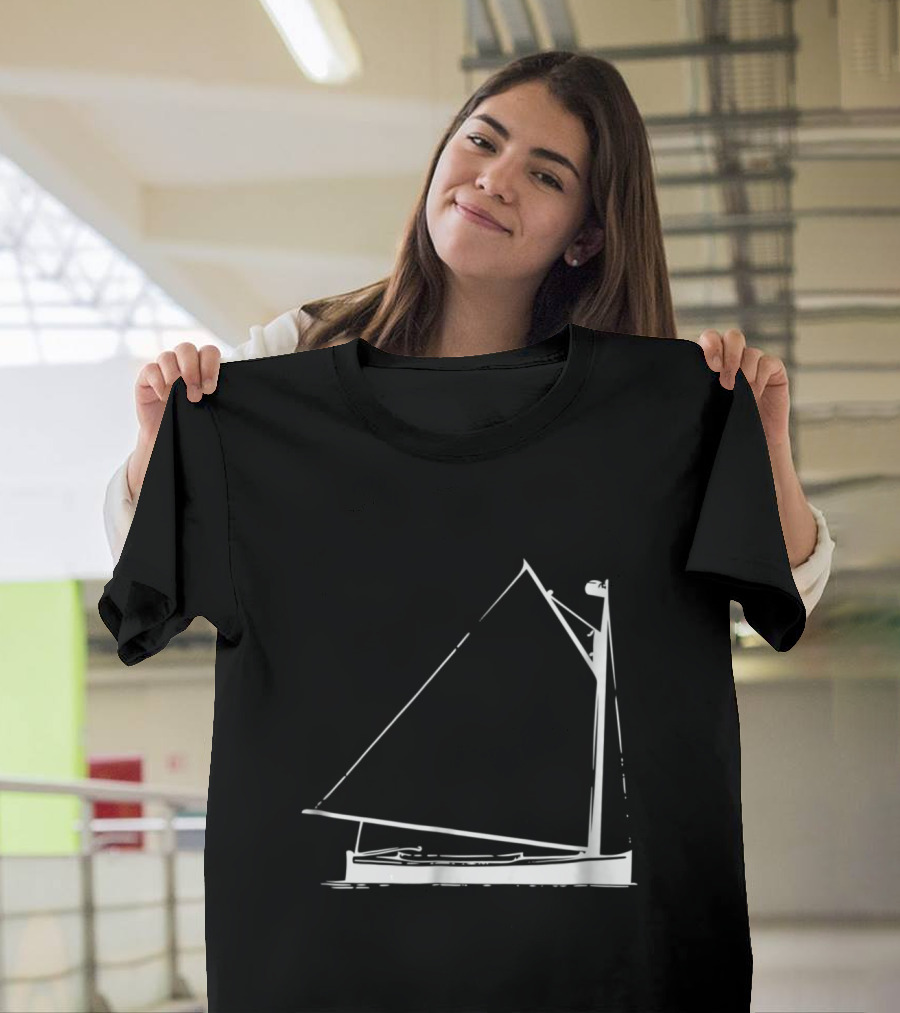 Classic Hand Drawn Cat Boat With Detailed Sailing Elements T-Shirt
