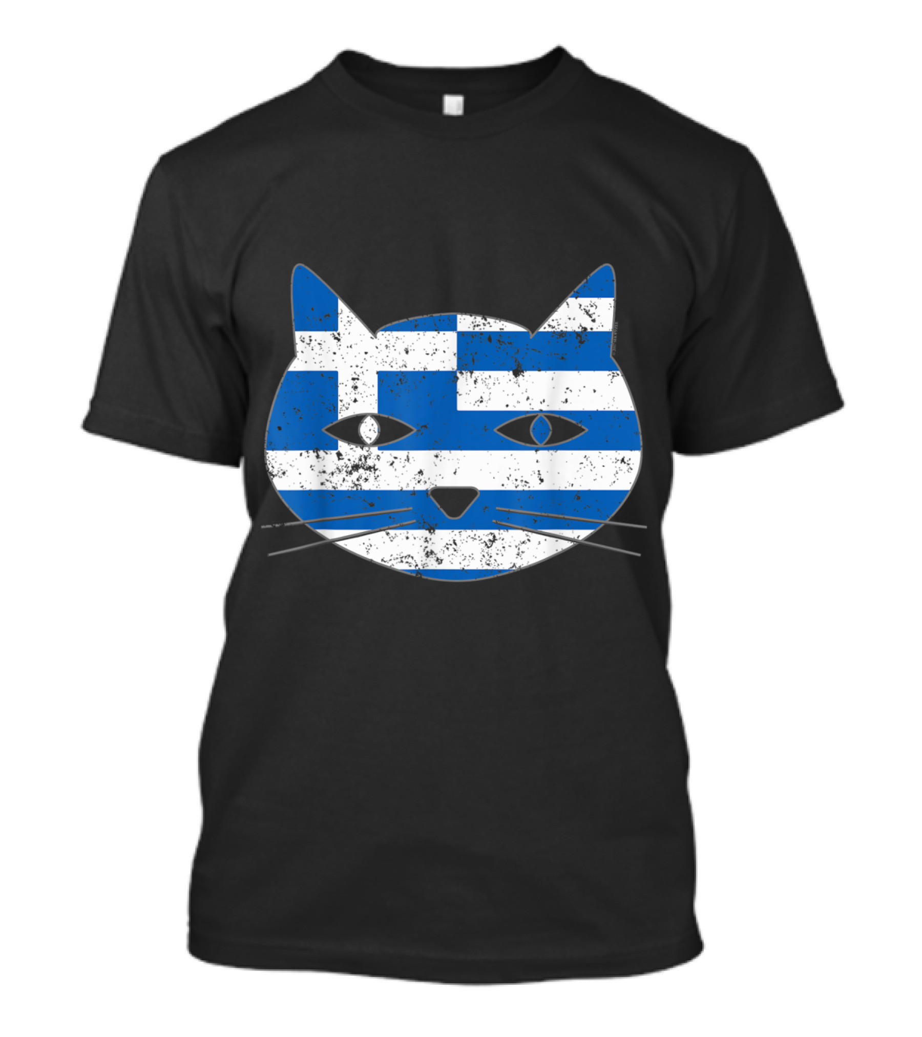 Greek Flag Cat Head Design For Cat Lovers T-Shirt