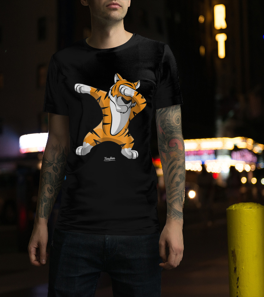 TeesHive Dabbing Tiger Funny Safari Animal Dab Tiger T-Shirt