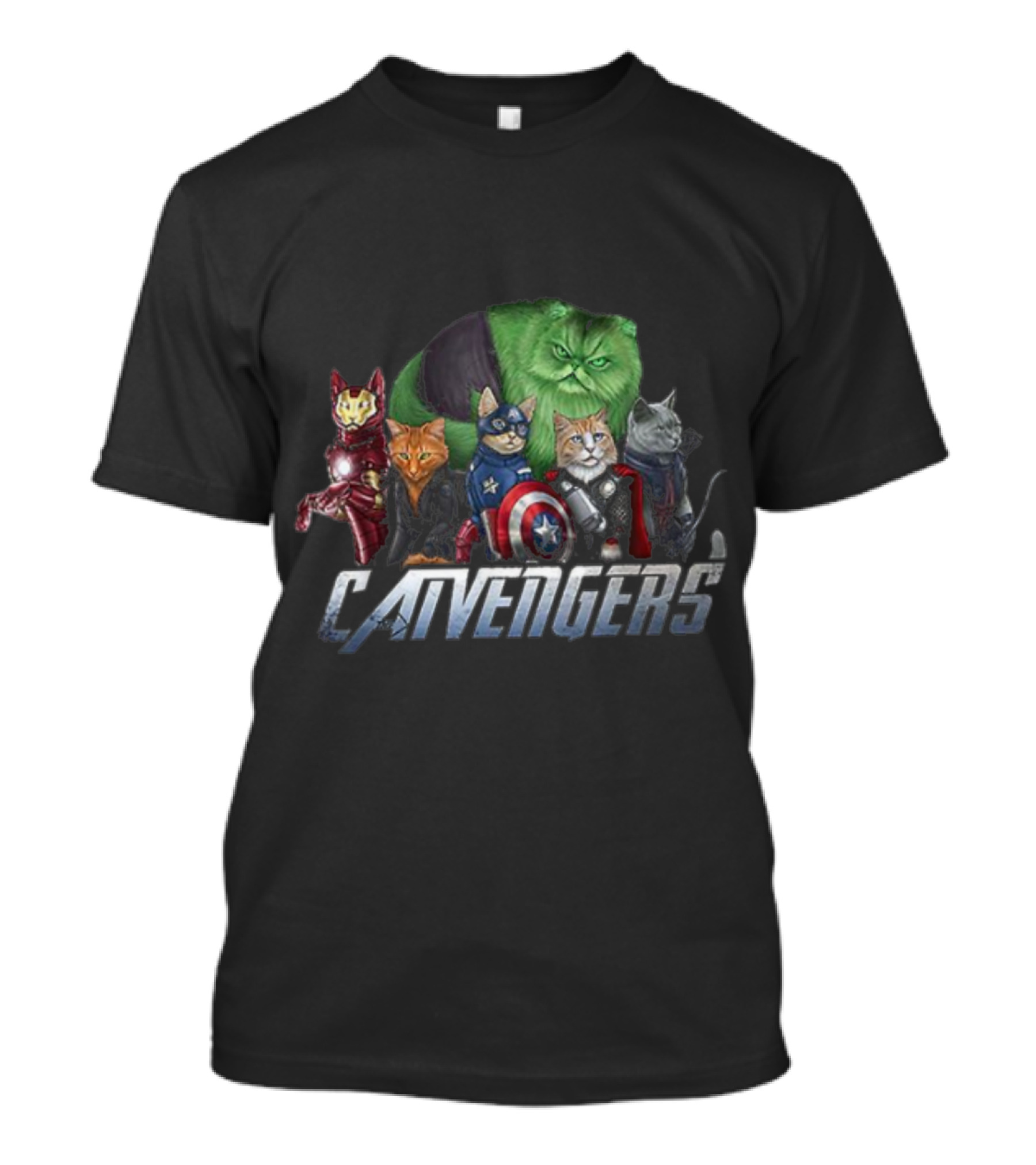 Catvengers Parody Cat Lovers Pun Featuring Hero Cats In Cosplay T-Shirt