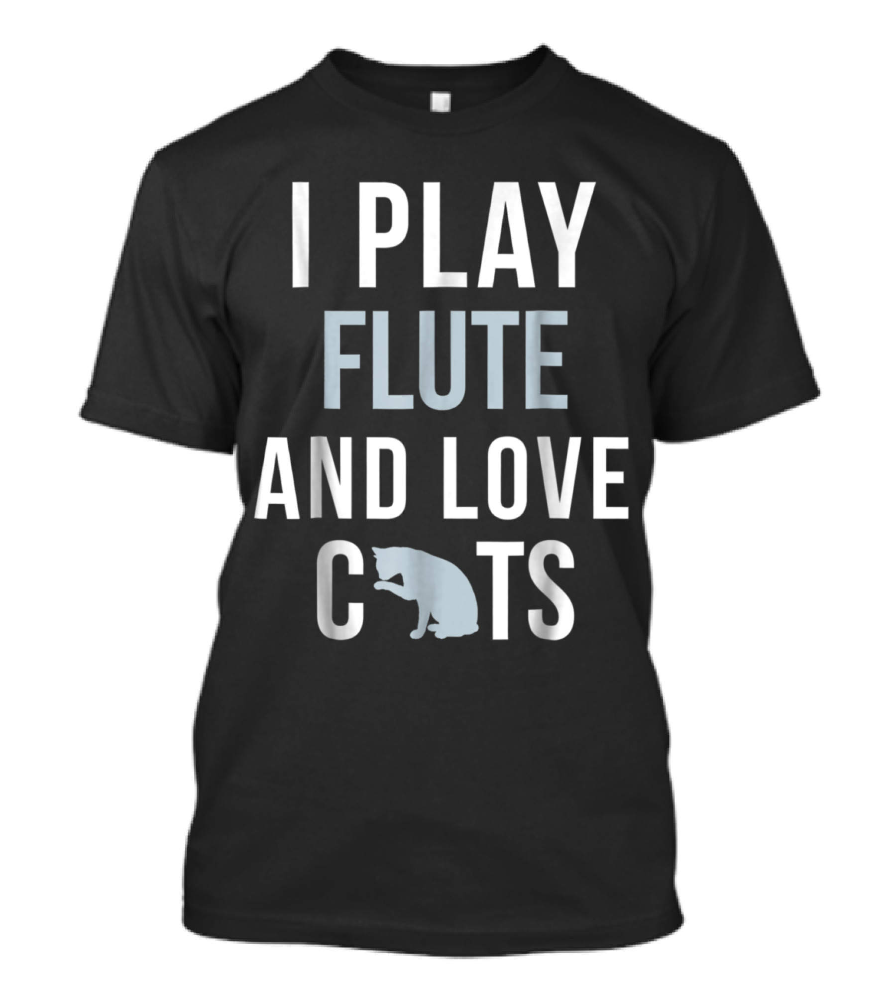 Flute Playing Enthusiast Who Loves Cats With A Playful Pose T-Shirt