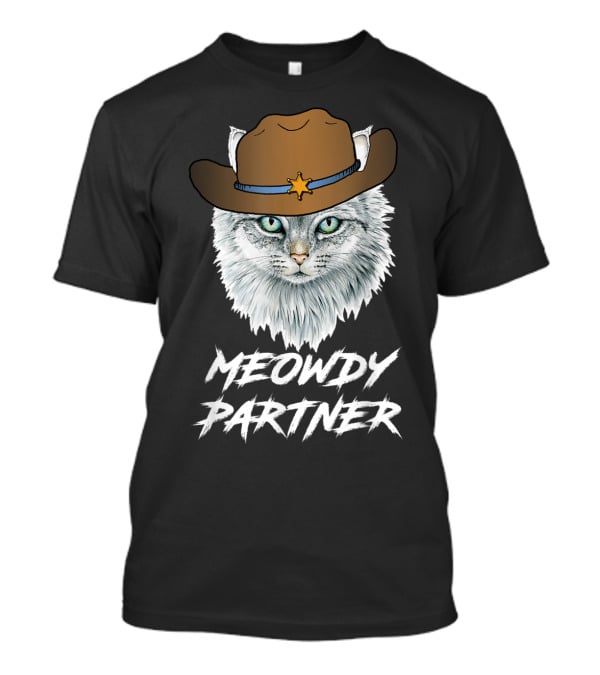 Meowdy Partner Cowboy Cat With Sheriff's Hat And Star Badge T-Shirt
